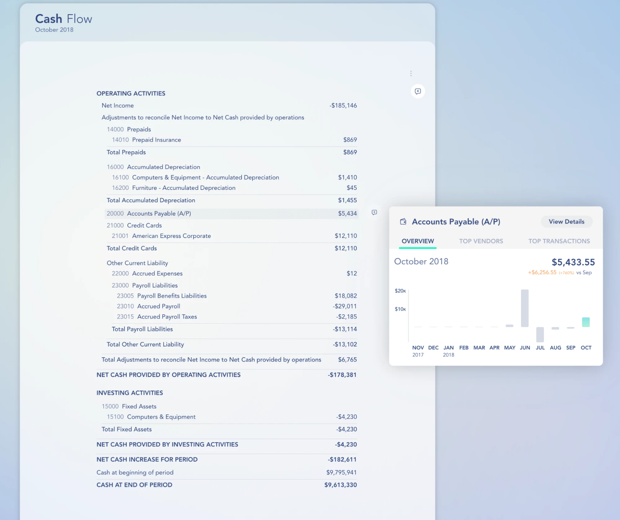 Cash Flow Report with Accounts Payable selected