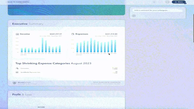 asking Digits AI a question while viewing a report