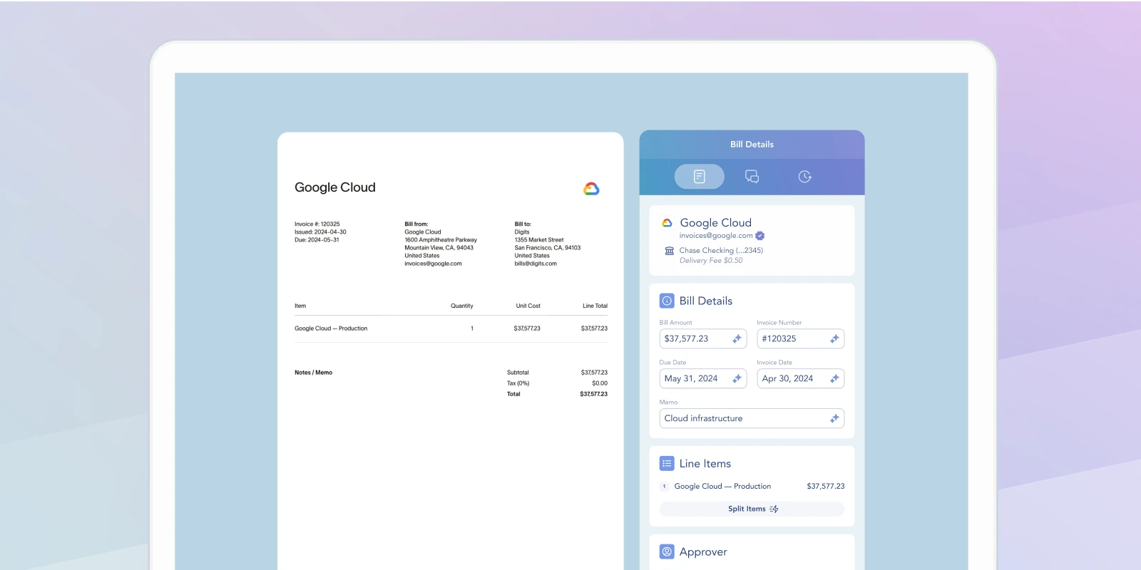 null Google invoice details