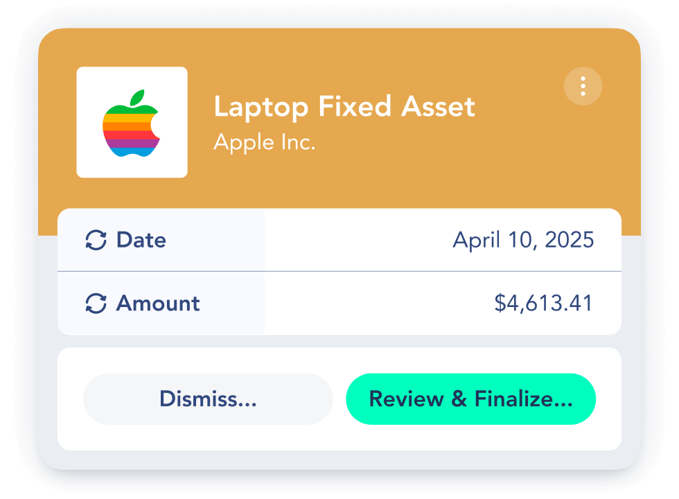 Digits fixed asset detail tracing date and amount back to the source transaction