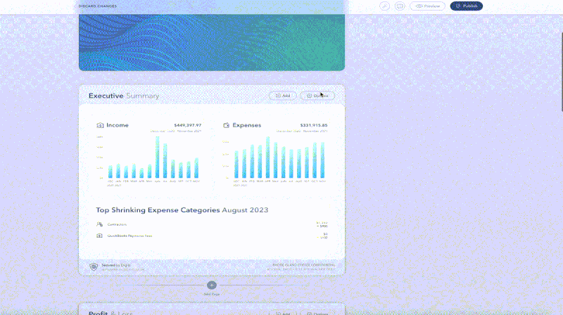 null Dragging a chart created with Digits AI into a report