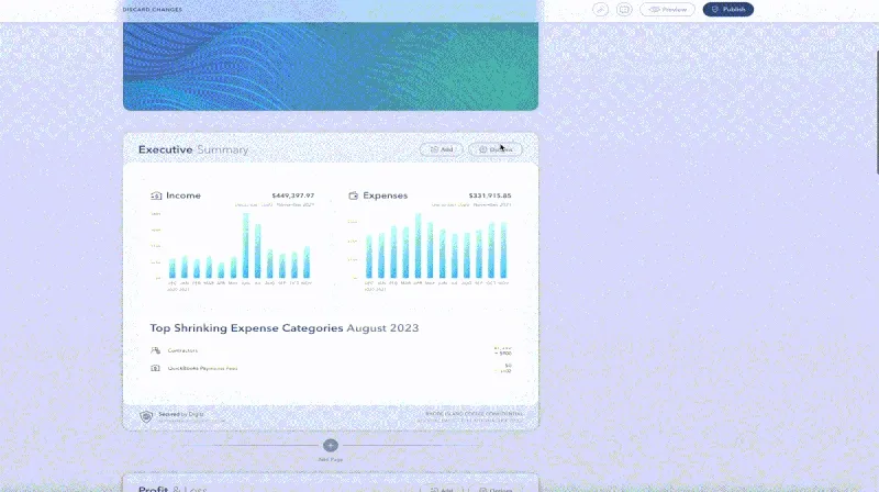 Dragging a chart created with Digits AI into a report