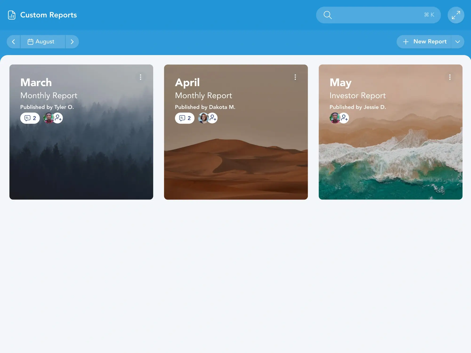 Digits Custom Reports screen