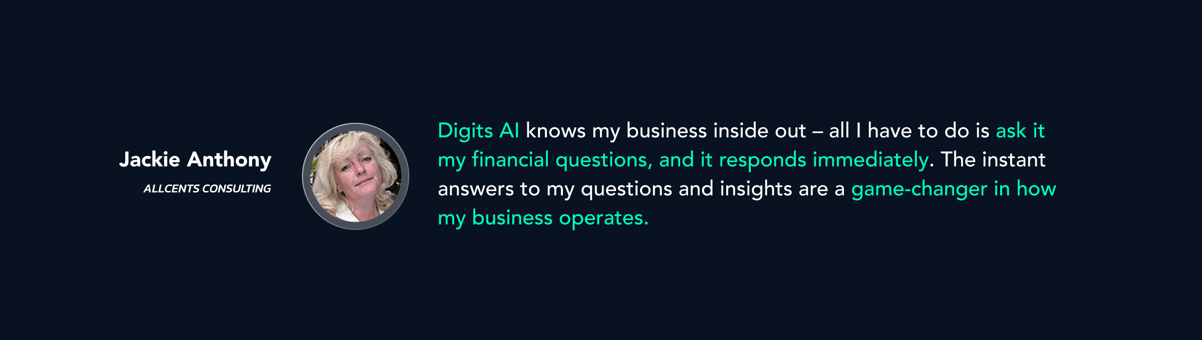 Quote from Digits customers talking about the impact of Digits AI